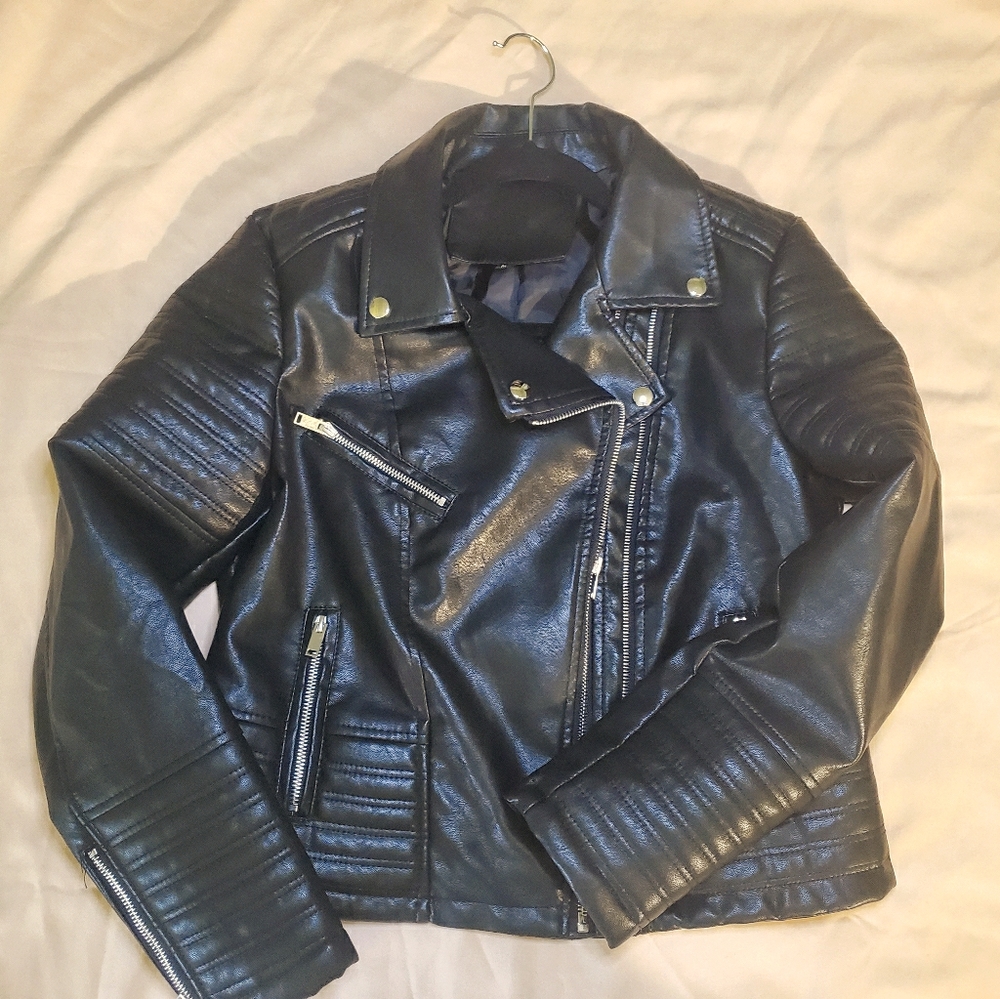 Faux leather biker jacket